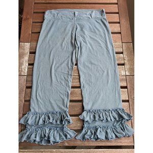 Stylish Blue Ruffle Hem Cropped Pants